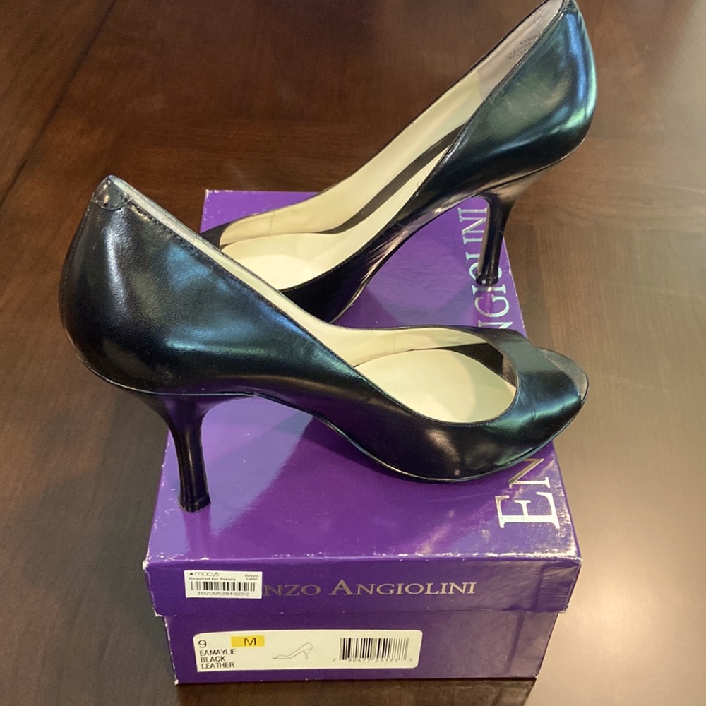 Enzo Angiolini Black 4” Heels with Open Toe